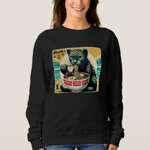Sweatshirt Art Pop Japonais Timbre Nouilles Panthère Ramen