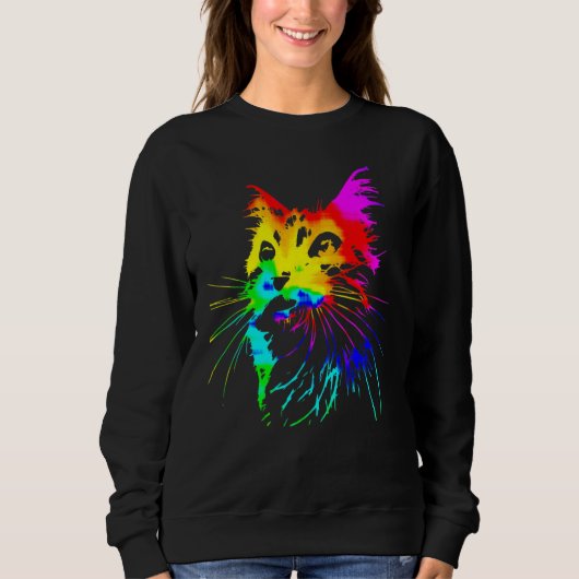 Sweatshirt Art Tie Dye Cat Splash (Devant)