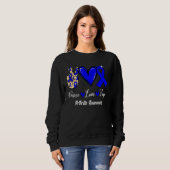 Sweatshirt Arthritis Awareness Peace Love Hope Blue Ribbon (Devant entier)
