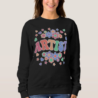 Sweatshirt ARTISTE-Retro Super, Fleurs, Coeurs, Étoile