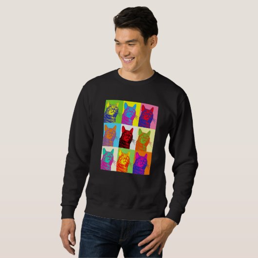 Sweatshirt Artistic Cat 1960s Pop Cat Cat (Devant entier)