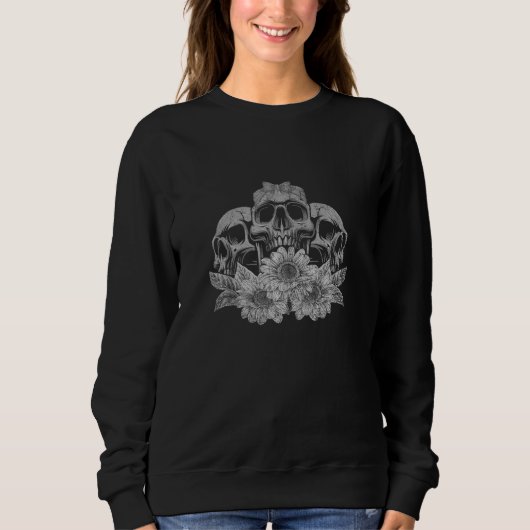 Sweatshirt Artsy fleuriste Fleur Jaune Crâne Éffrayant Sunflo (Devant)