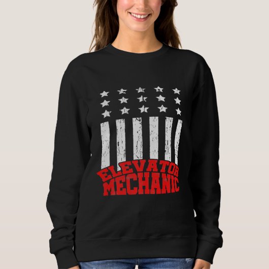Sweatshirt Ascenseur Mécanique Maintenance Vie Us Drapeau Tec (Devant)