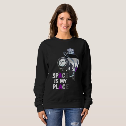 Sweatshirt Asexual Astronaut Cat Retro Space Is My Place Ace (Devant entier)