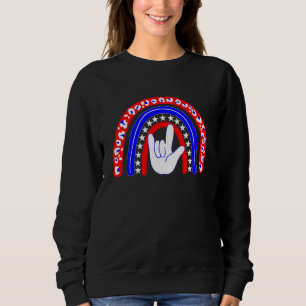 Sweatshirt Asl I Love You Rainbow Usa Drapeau Langue des sign