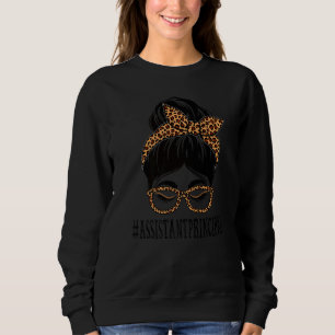 Sweatshirt Assistant principal Leopard Messy Bun Women Retour