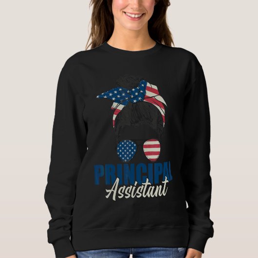 Sweatshirt Assistant principal Messy Bun Us American Flag Sch (Devant)