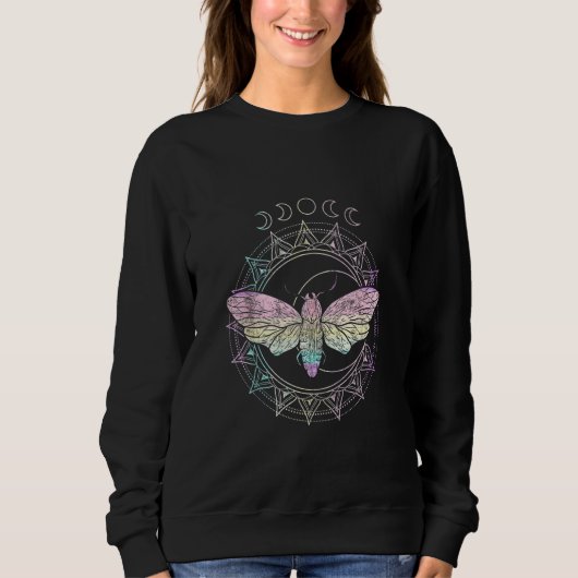 Sweatshirt Astrologie Corps céleste Lune Insecte Moth Pastel (Devant)