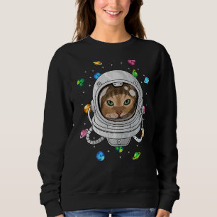 Sweatshirt Astronaut Abyssinien Chat Deep In Space Cosmic Uni