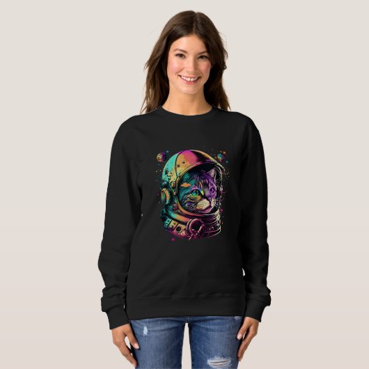 Sweatshirt Astronaut Cat Space Cat Galaxy Kitten (Devant entier)