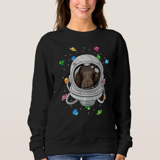 Sweatshirt Astronaut Éléphant Animal Profond Dans L'Espace Un (Devant)