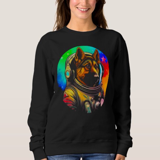 Sweatshirt Astronaut German Shepherd Dog (Devant)