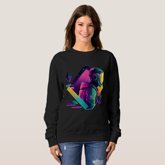 Sweatshirt Astronaut in Space Aesthetic Wave Planet Eclipse   (Devant entier)