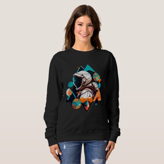 Sweatshirt Astronaut in Space Aesthetic Wave Planet Eclipse   (Devant entier)
