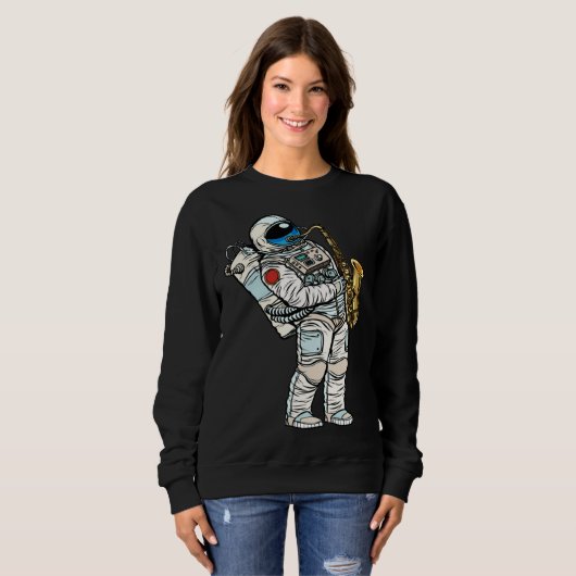 Sweatshirt Astronaut plays saxophone in space (Devant entier)
