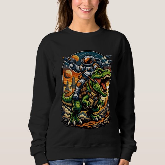 Sweatshirt Astronaut Riding a T-Rex – Epic Space Dinosaur (Devant)
