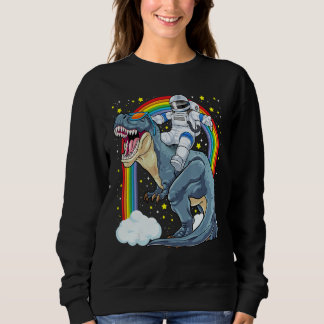 Sweatshirt Astronaut Riding Dinosaur Rex Astro Space Dino Pre