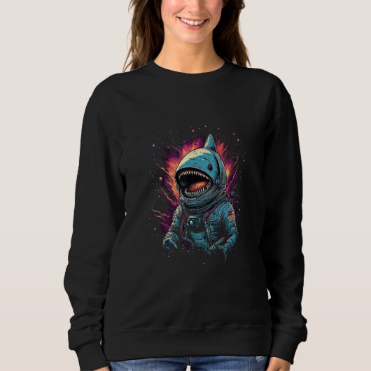 Sweatshirt Astronaut Shark Space Sharks Lover Futuristic Retr (Devant)