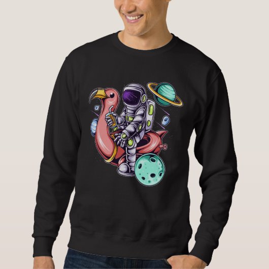 Sweatshirt Astronaut Sitting on a Flamingo Summer Boy Girl Wo (Devant)