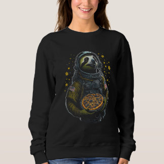 Sweatshirt Astronaut Sloth Holding Pizza Funny Foodie Animal 