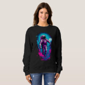 Sweatshirt Astronaut Vaporwave Aesthetic Retro Glitch Spacema (Devant entier)