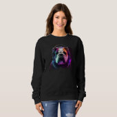 Sweatshirt Astronaute Bulldog dans l'Espace Exploration Plané (Devant entier)