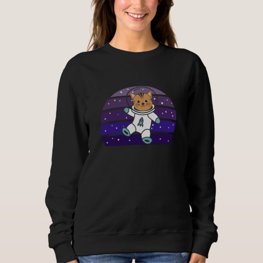 Sweatshirt Astronaute Chat Planète Terre Mars Espace (Devant)