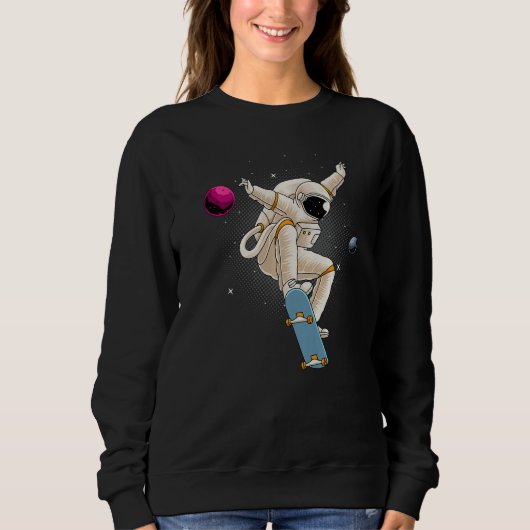 Sweatshirt Astronaute Skateboard Planètes spatiales Lune Astr (Devant)