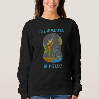Sweatshirt At The Lake Man Fishing With Fish Fisherman