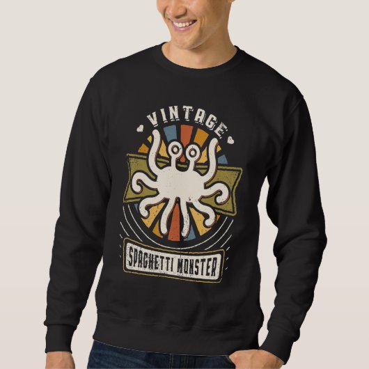 Sweatshirt Athée Monstre Spaghetti Vintage Classique Rétro Lo (Devant)