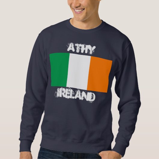 Sweatshirt Athy, Irlande avec drapeau irlandais (Devant)