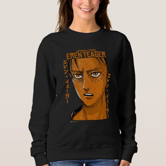 Sweatshirt Attack on Titan Eren Yeager Japanese Font Big Face (Devant)