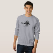 Sweatshirt Attrait noir de pêche de mouche de Camo (Devant entier)