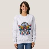 Sweatshirt Attrape-rêve de libellule psychédélique coloré Boh (Devant entier)