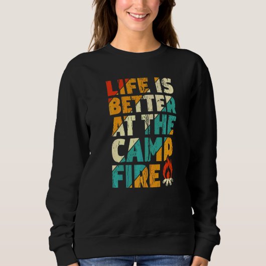 Sweatshirt Au feu de camp Camping Vitange (Devant)