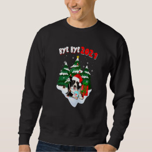 Sweatshirt Au revoir 2021 Border Collie Portez Masque Sapin d