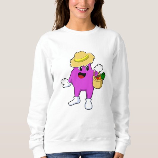Sweatshirt Aubergine en tant que fermier à la carotte (Devant)