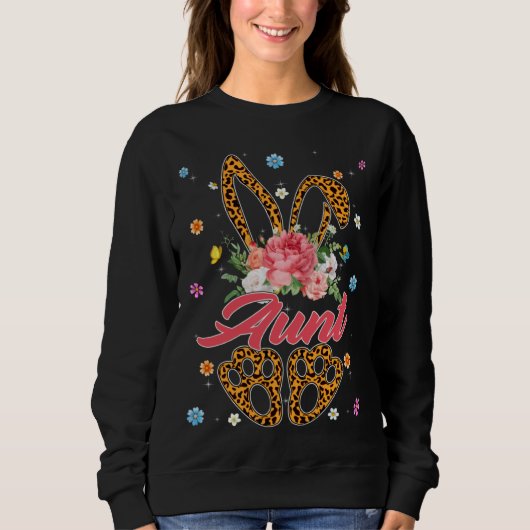 Sweatshirt Aunt Leopard Bunny Matching Family Easter Day Part (Devant)