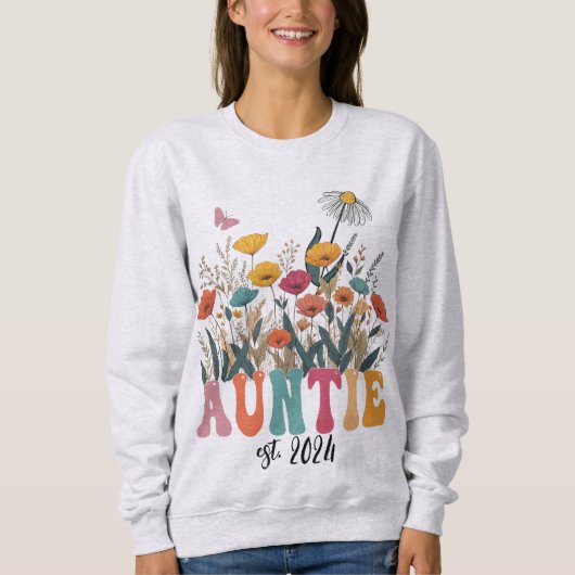 Sweatshirt Auntie Sweatshirt, Custom, Promoted to Aunt  (Devant)