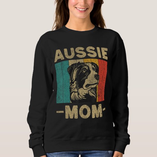 Sweatshirt Aussie Mom Retro Australian Shepherd (Devant)