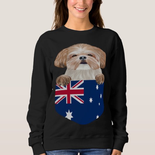 Sweatshirt Australia Flag Shih Tzu Dog In Pocket (Devant)