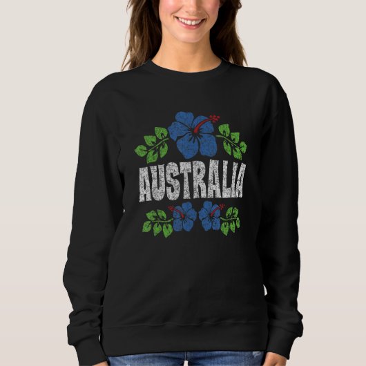 Sweatshirt Australia Flowers Distressed Color Print (Devant)