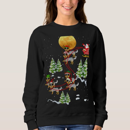 Sweatshirt Australian Cattle Dog Reindeer Christmas Riding Sa (Devant)