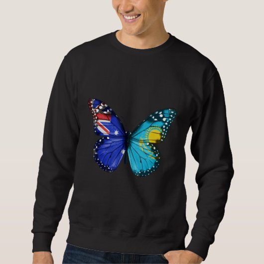 Sweatshirt Australian Kazakhstani Flag Butterfly (Devant)
