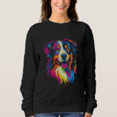 Sweatshirt Australian Shepherd Aussie Rainbow Retro Design (Devant)