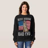 Sweatshirt Australian Shepherd Papa Drapeau Américain Amoureu (Devant entier)