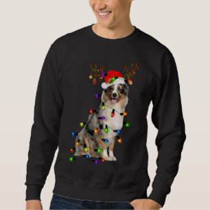 Sweatshirt Australian Shepherd Reindeer Christmas Lights Funn