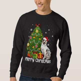 Sweatshirt Australian Shepherd Santa Christmas Tree Lights Xm