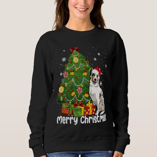 Sweatshirt Australian Shepherd Santa Christmas Tree Lights Xm (Devant)