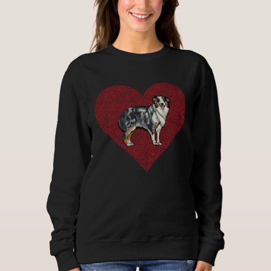 Sweatshirt Australian Shepherd Valentines Day Dog Love Finger (Devant)